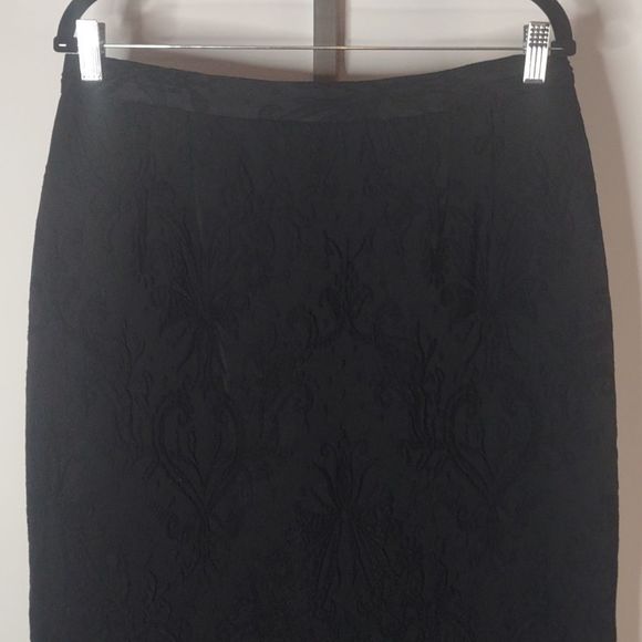 GORG TERI JON Rickie Freeman. S 14 Black Brocade Floor Length Skirt- HOLIDAY - Picture 2 of 8